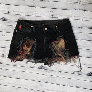 Wasteland Black Distressed Cut Off Jean Shorts